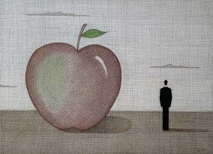 Joanna Wiszniewska- Domańska – Pejzaż z czerwonym jabłkiem