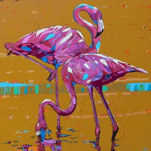 Rafał Gadowski, Flamingi 27, obraz, Galeria Sztuki Katarzyny Napiórkowskiej