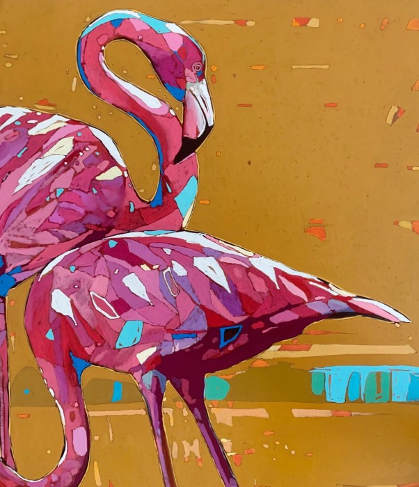 Rafał Gadowski, Flamingi 27, obraz, Galeria Sztuki Katarzyny Napiórkowskiej