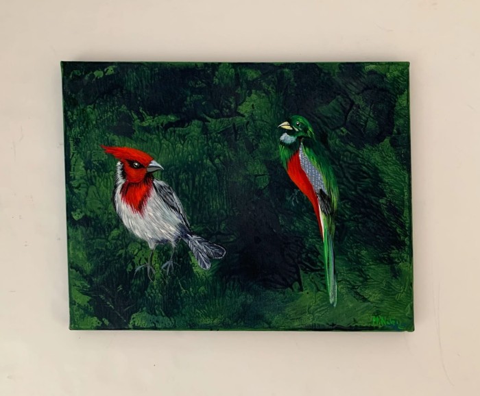 Magdalena Nałęcz - Ogrody rozkoszy 32 (Kardynałek czubaty i trogon)