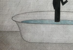 Joanna Wiszniewska Domańska, Człowiek w deszczu, grafika, Galeria Sztuki Katarzyny Napiórkowskiej