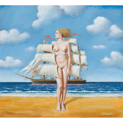 Rafał Olbiński, Żaglowiec, grafika, Galeria Sztuki Katarzyny Napiórkowskiej