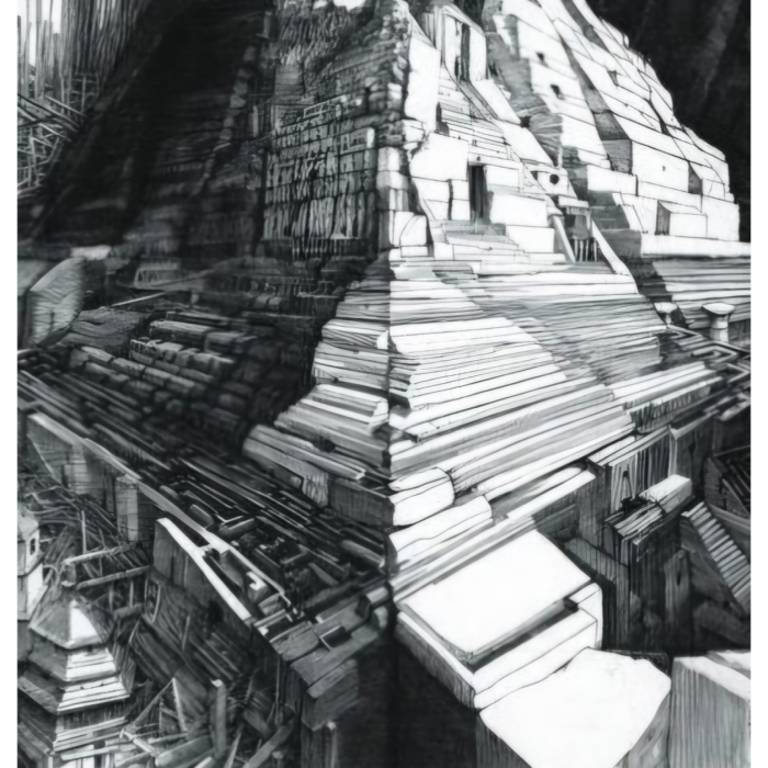 Krzysztof Skórczewski, Egipska wieża, grafika, Galeria Sztuki Katarzyny Napiórkowskiej