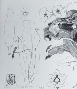 Krzysztof Skórczewski, Lilia i powój, grafika, Galeria Sztuki Katarzyny Napiórkowskiej