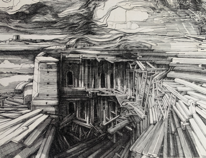 Krzysztof Skórczewski, Wieża Babel IV, grafika, Galeria Sztuki Katarzyny Napiórkowskiej