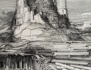 Krzysztof Skórczewski, Wieża Babel IV, grafika, Galeria Sztuki Katarzyny Napiórkowskiej