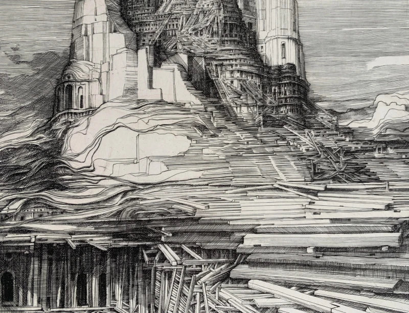 Krzysztof Skórczewski, Wieża Babel IV, grafika, Galeria Sztuki Katarzyny Napiórkowskiej