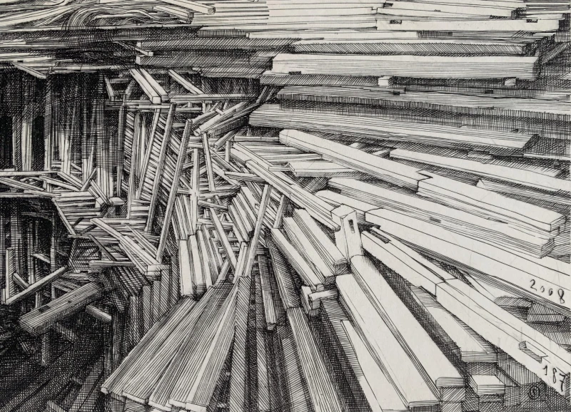 Krzysztof Skórczewski, Wieża Babel IV, grafika, Galeria Sztuki Katarzyny Napiórkowskiej