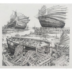 Krzysztof Skórczewski, Statek Tezeusza, grafika, Galeria Sztuki Katarzyny Napiórkowskiej