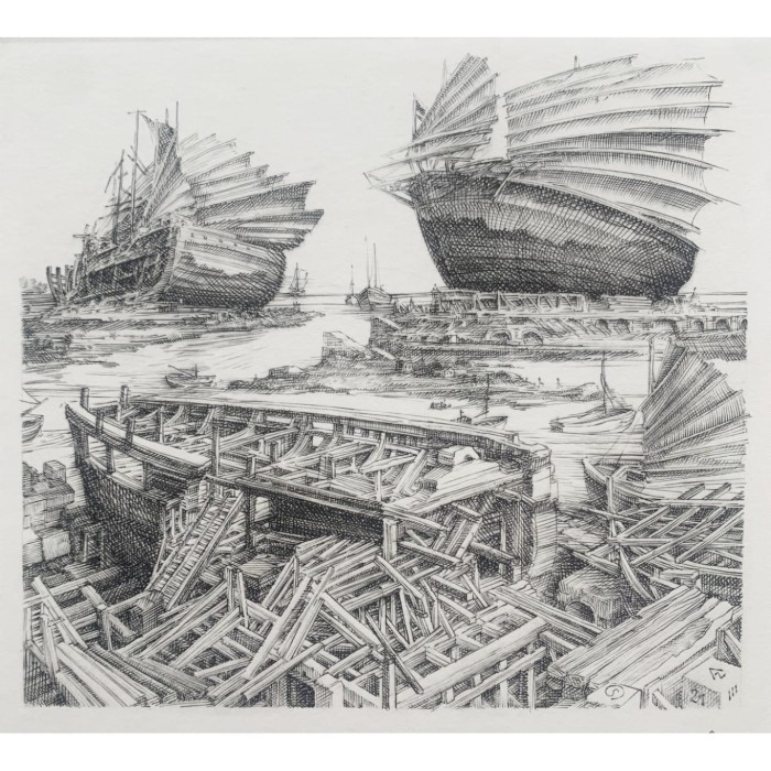 Krzysztof Skórczewski, Statek Tezeusza, grafika, Galeria Sztuki Katarzyny Napiórkowskiej