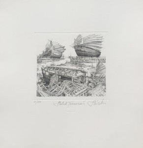 Krzysztof Skórczewski, Statek Tezeusza, grafika, Galeria Sztuki Katarzyny Napiórkowskiej
