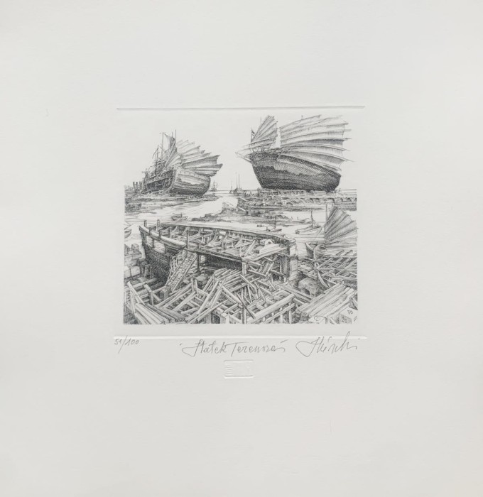Krzysztof Skórczewski, Statek Tezeusza, grafika, Galeria Sztuki Katarzyny Napiórkowskiej