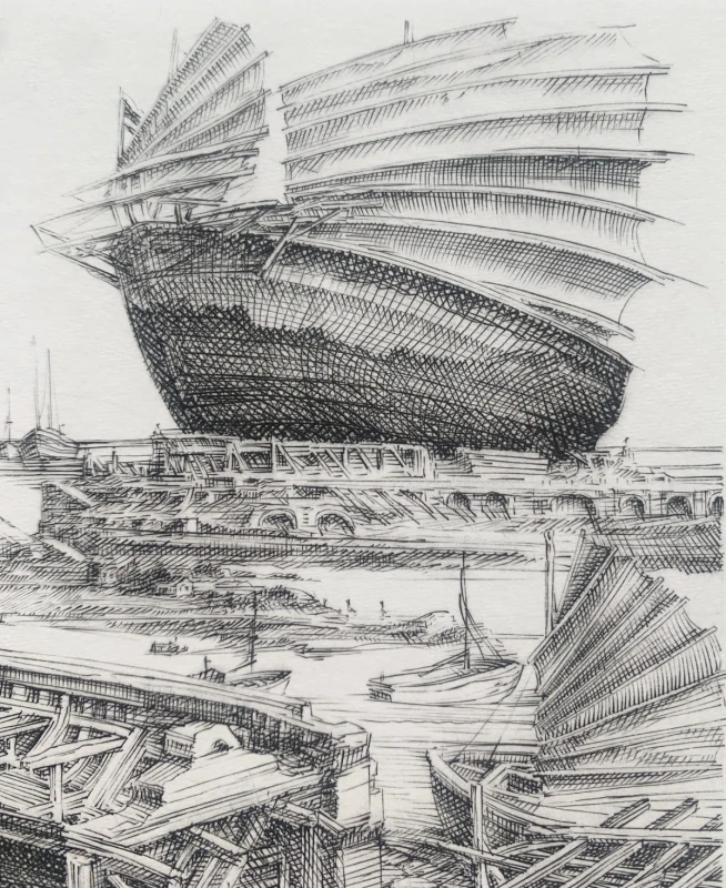 Krzysztof Skórczewski, Statek Tezeusza, grafika, Galeria Sztuki Katarzyny Napiórkowskiej