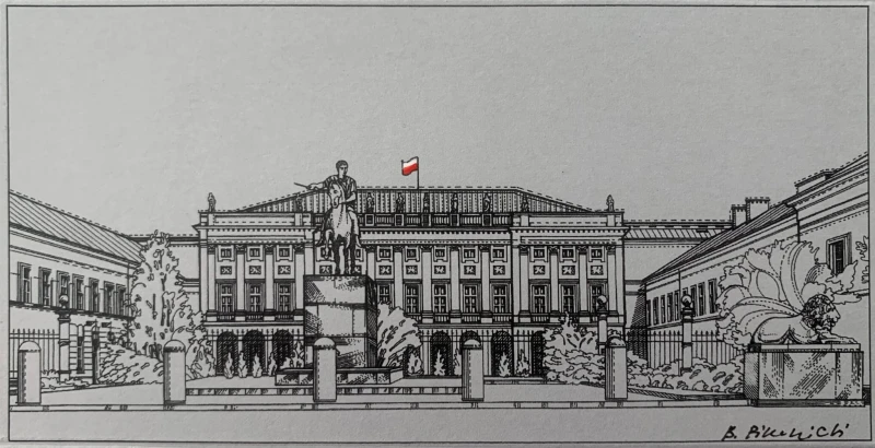 Bogdan Pikulicki, Warszawa - Pałac Prezydencki, grafika, Galeria Sztuki Katarzyny Napiórkowskiej