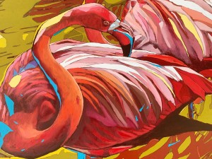Rafał Gadowski, Flamingi, obraz, Galeria Sztuki Katarzyny Napiórkowskiej