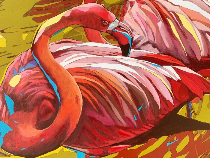 Rafał Gadowski, Flamingi, obraz, Galeria Sztuki Katarzyny Napiórkowskiej