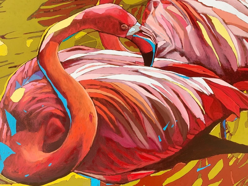 Rafał Gadowski, Flamingi, obraz, Galeria Sztuki Katarzyny Napiórkowskiej
