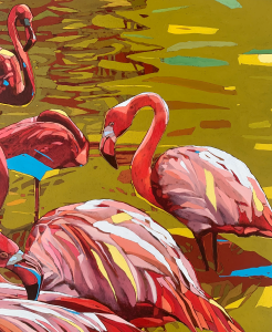 Rafał Gadowski, Flamingi, obraz, Galeria Sztuki Katarzyny Napiórkowskiej