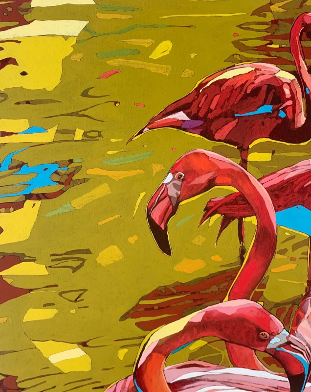Rafał Gadowski, Flamingi, obraz, Galeria Sztuki Katarzyny Napiórkowskiej