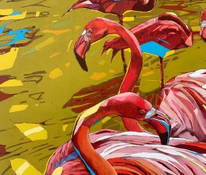 Rafał Gadowski, Flamingi, obraz, Galeria Sztuki Katarzyny Napiórkowskiej